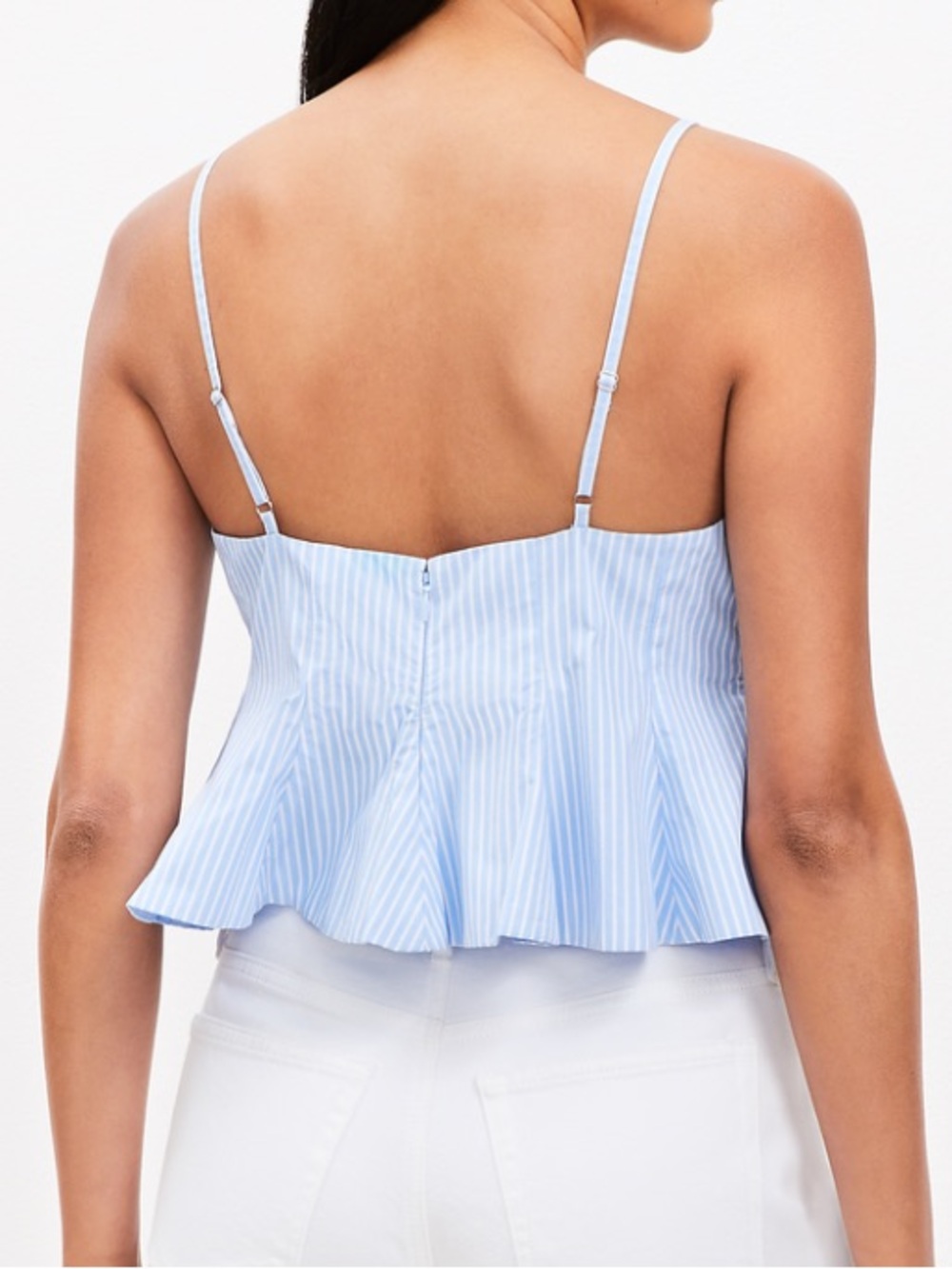 LOFT Light Blue Striped Ruffle Cami - Picture 2 of 5